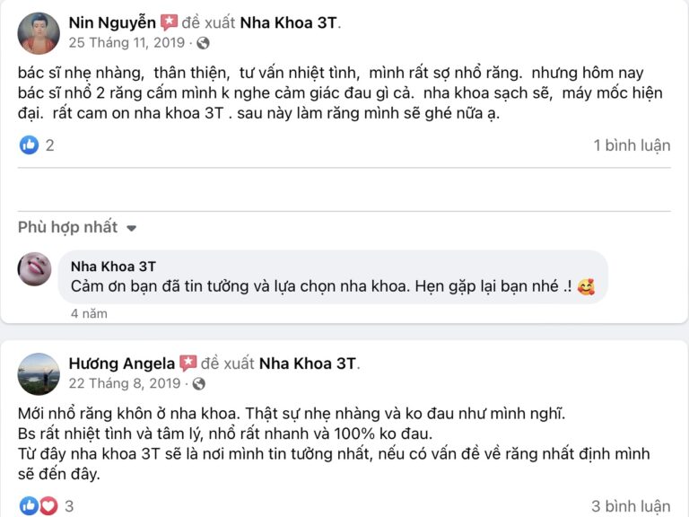 Review khách hàng trên Fanpage Nha Khoa 3T_2