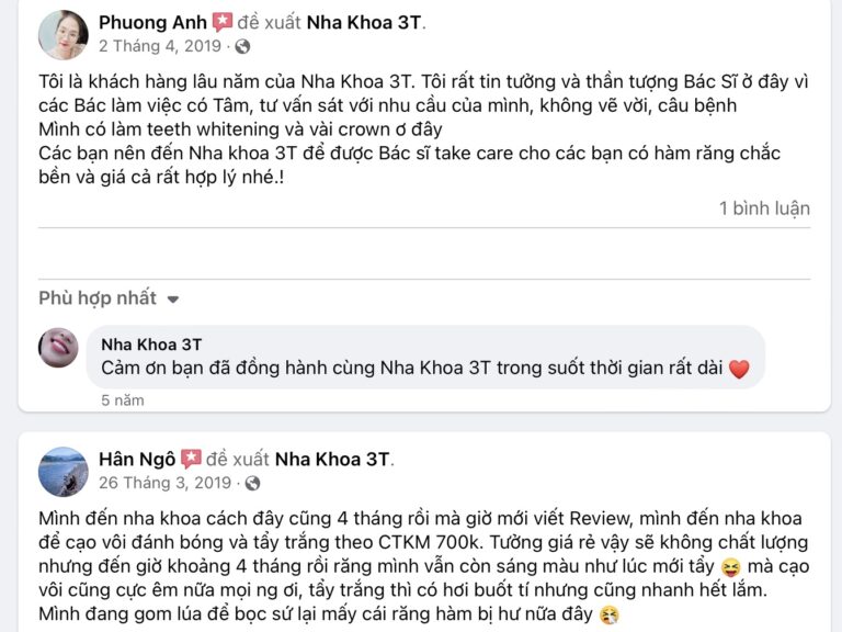 Review khách hàng trên Fanpage Nha Khoa 3T_3