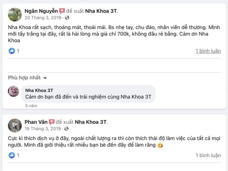 Review khách hàng trên Fanpage Nha Khoa 3T_6